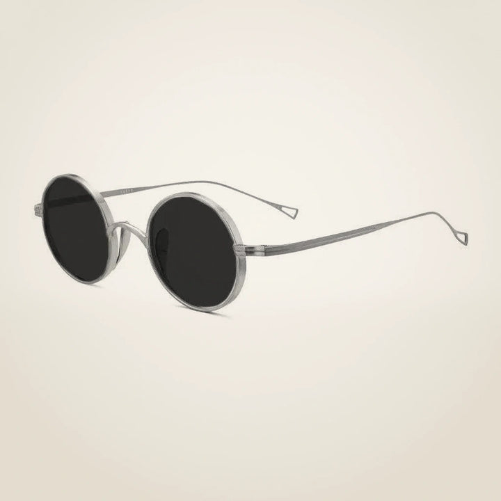 Gatenac Unisex Full Rim Round Titanium Frame Eyeglasses Gxyj02 - Silver Sunglasses