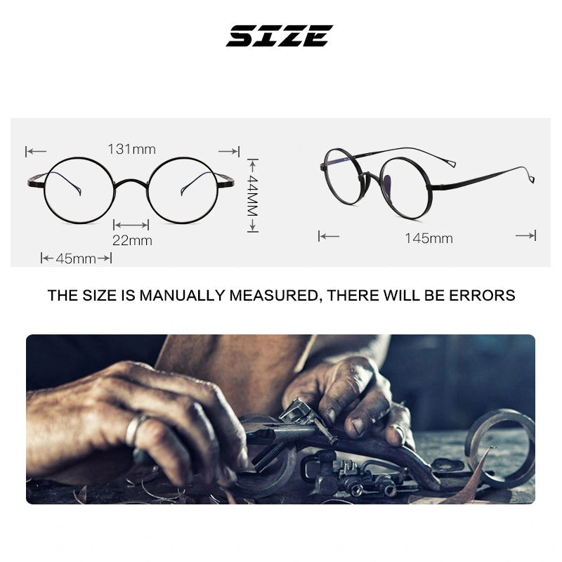 Gatenac Unisex Full Rim Round Titanium Frame Eyeglasses Gxyj02 - Size Chart