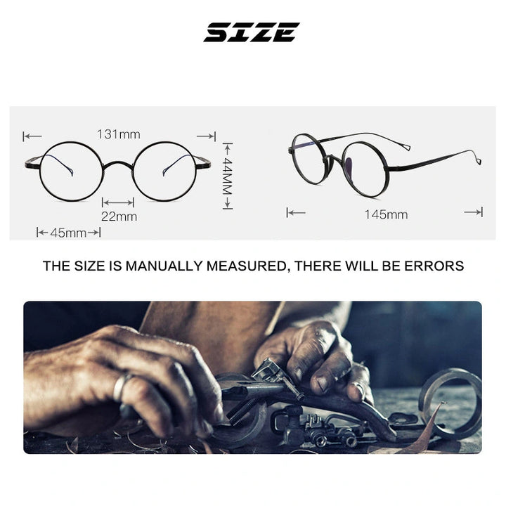 Gatenac Unisex Full Rim Round Titanium Frame Eyeglasses Gxyj02 - Size Chart