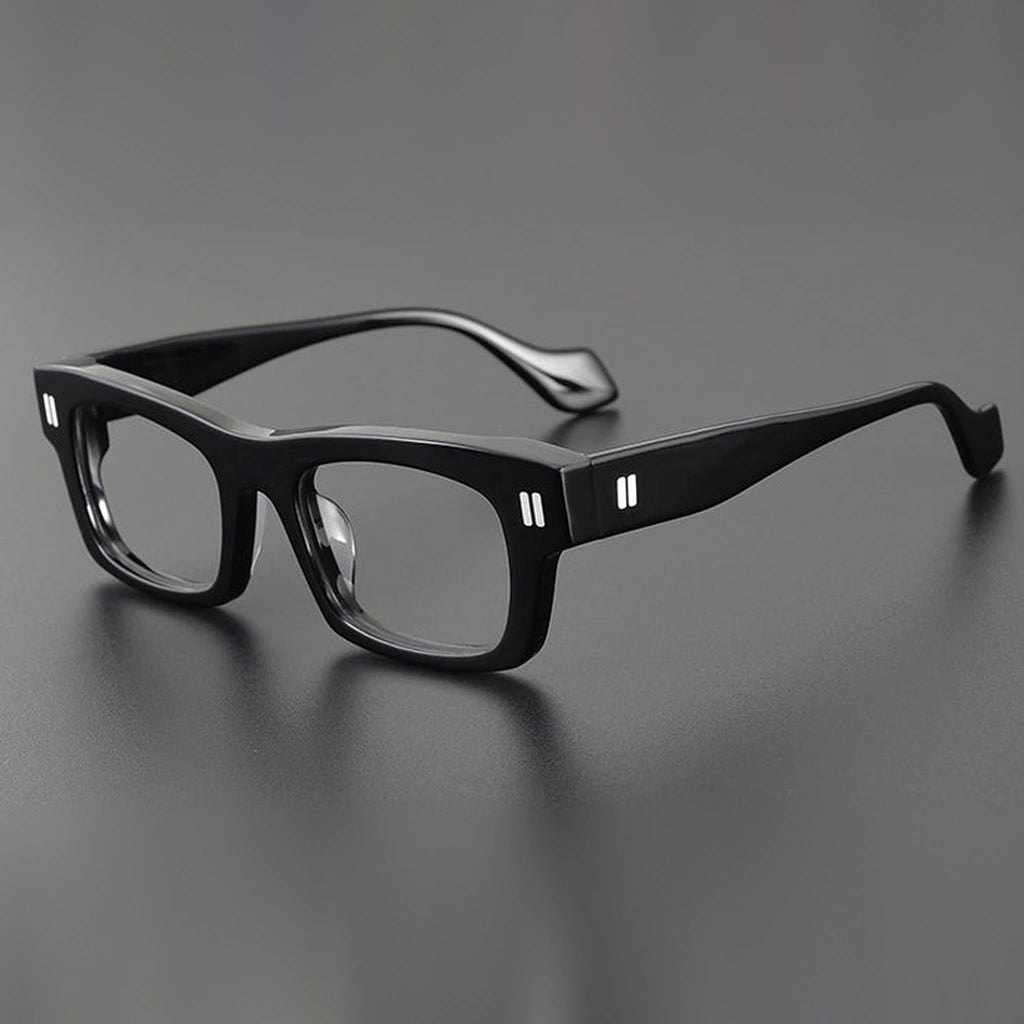 Gatenac Unisex Full Rim Square Acetate Eyeglasses Gxyj1087 - Black