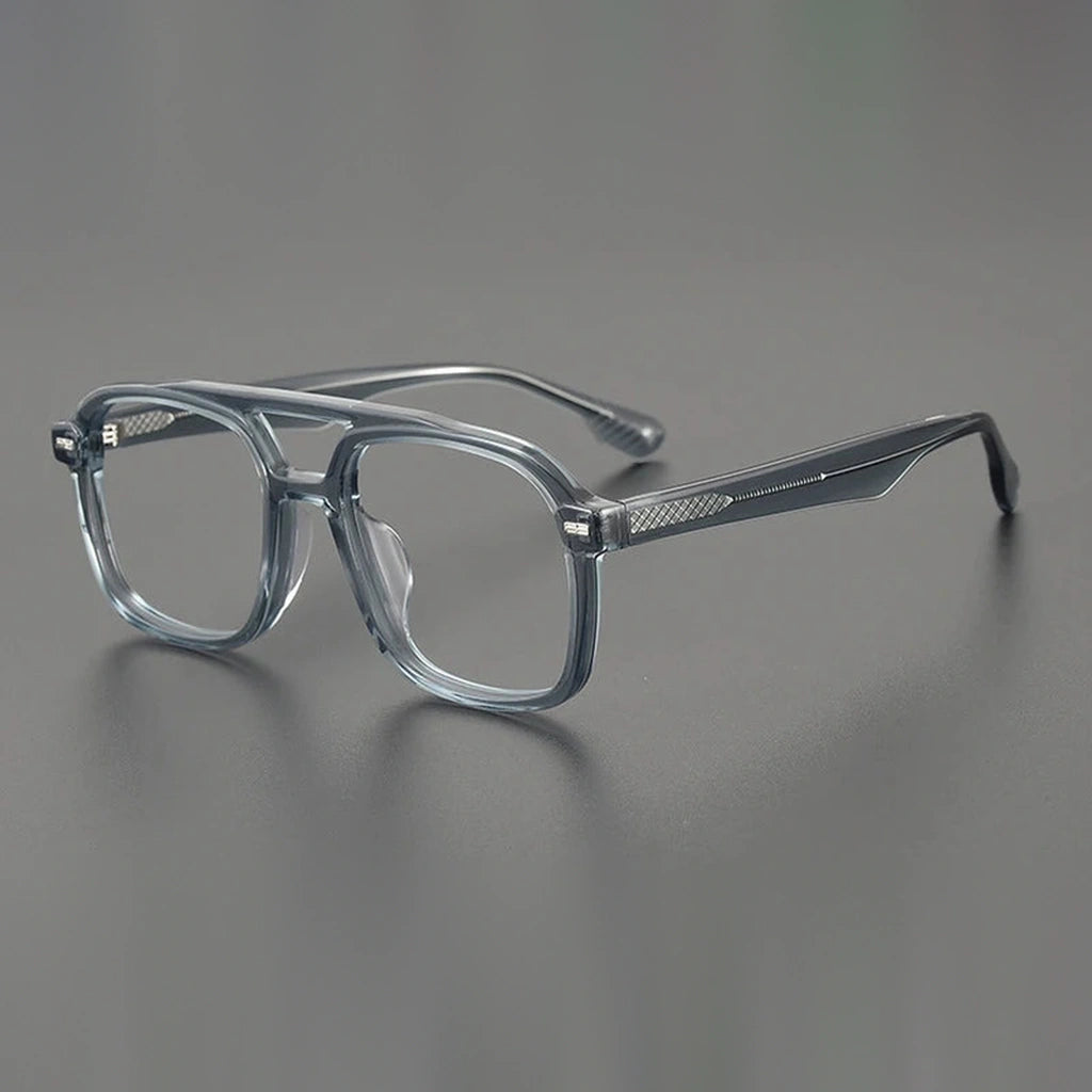 Gatenac Unisex Full Rim Square Double Bridge Acetate Eyeglasses Gxyj1136 - Transparent Blue