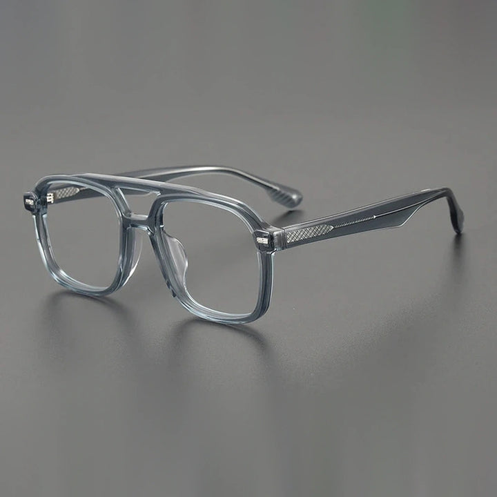 Gatenac Unisex Full Rim Square Double Bridge Acetate Eyeglasses Gxyj1136 - Transparent Blue