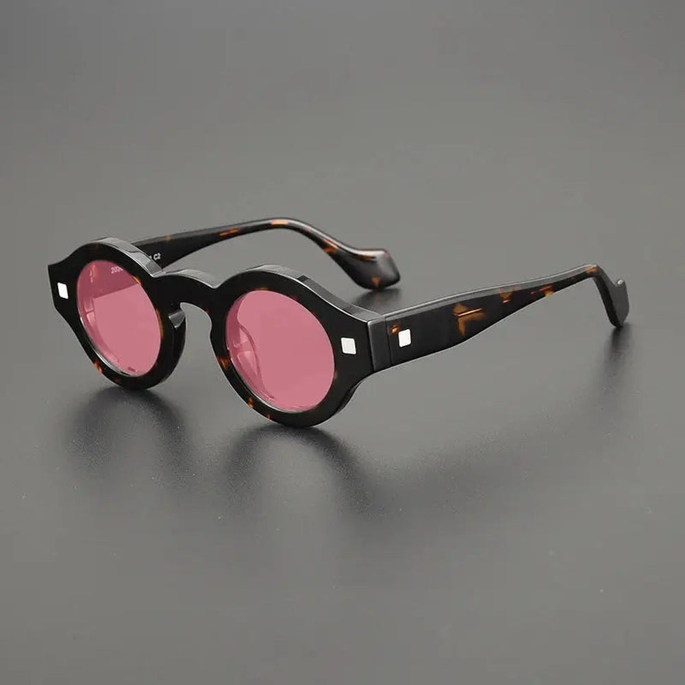 Gatenac Unisex Full Rim Round Acetate Polarized Sunglasses M003 — Tortoiseshell Pink | Gatenac at FuzWeb