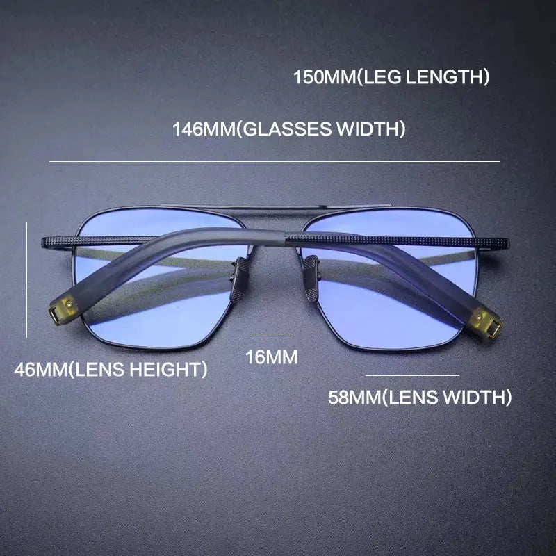 Gatenac Mens Full Rim Double Bridge Square Titanium Eyeglasses t2 - Size Chart