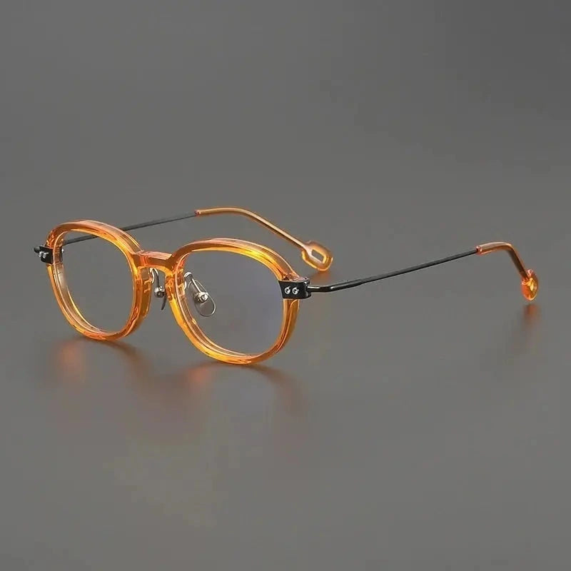 Gatenac Unisex Full Rim Big Square Acetate Titanium Eyeglasses 679010 - Orange