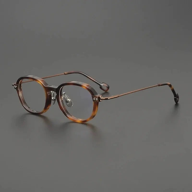 Gatenac Unisex Full Rim Big Square Acetate Titanium Eyeglasses 679010 - Tortoiseshell