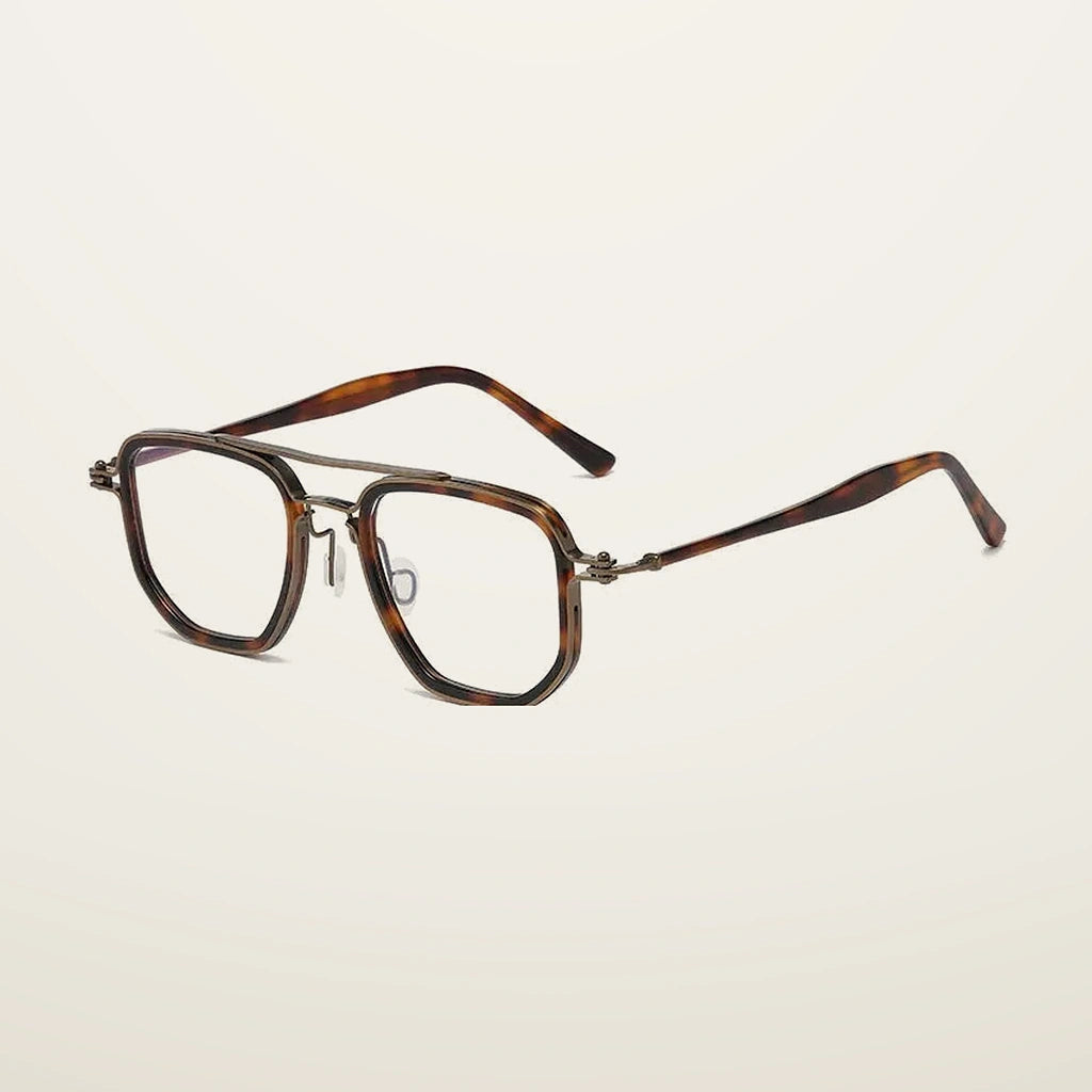 Gatenac Unisex Full Rim Big Square Double Bridge Acetate Titanium Photochromic Reading Glasses 58768 - C2 Photochromic