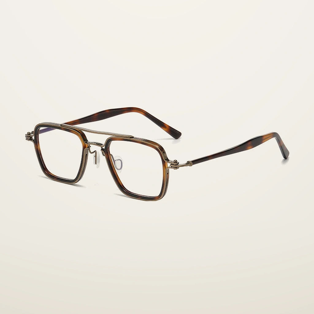 Gatenac Unisex Full Rim Big Square Double Bridge Titanium Acetate Photochromic Reading Glasses 75875 - C4 Photochromic