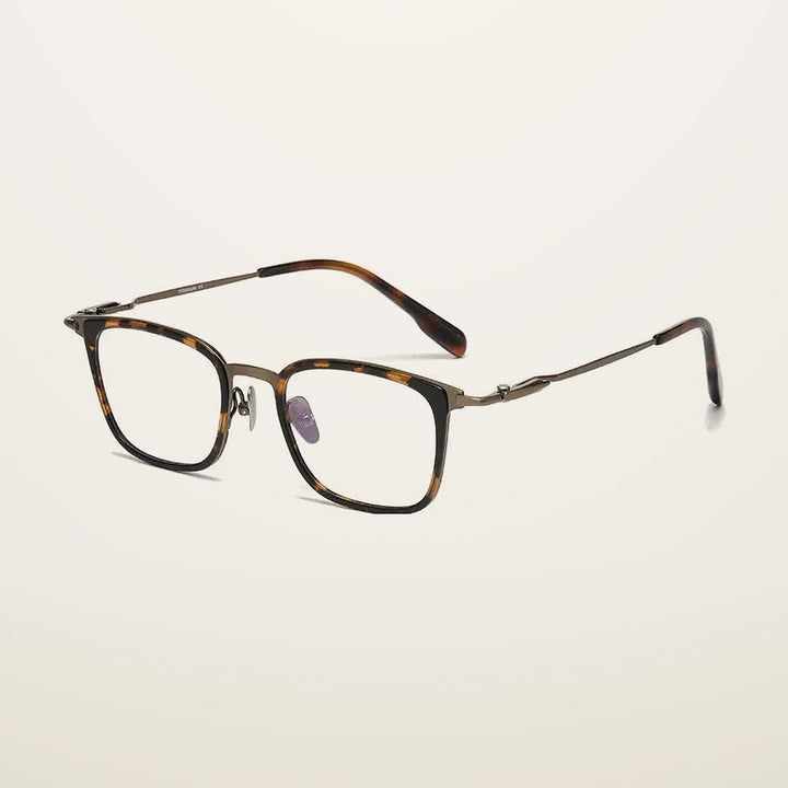Gatenac Unisex Full Rim Big Square Titanium Acetate Photochromic Reading Glasses 280057 - C3 Photochromic