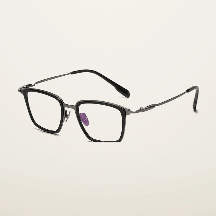 Gatenac Unisex Full Rim Big Square Titanium Acetate Photochromic Reading Glasses 570055 - C1 Photochromic