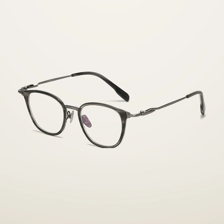 Gatenac Unisex Full Rim Big Square Titanium Photochromic Reading Glasses 840059 - C3 Photochromic