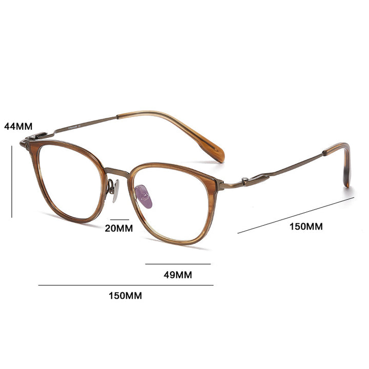 Gatenac Unisex Full Rim Big Square Titanium Photochromic Reading Glasses 840059 - Size Chart