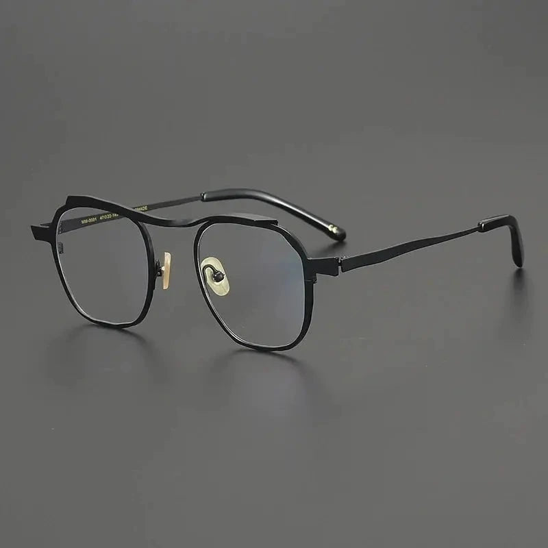 Gatenac Unisex Full Rim Brow Line Square Titanium Eyeglasses 670091 - Black