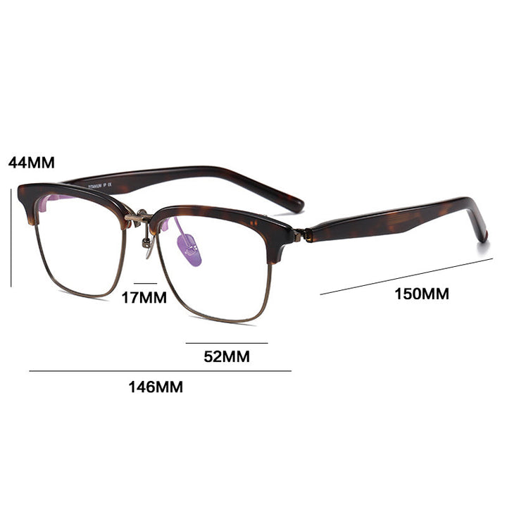 Gatenac Unisex Full Rim Flip Up Square Acetate Titanium Photochromic Reading Glasses 62796 - Size Chart