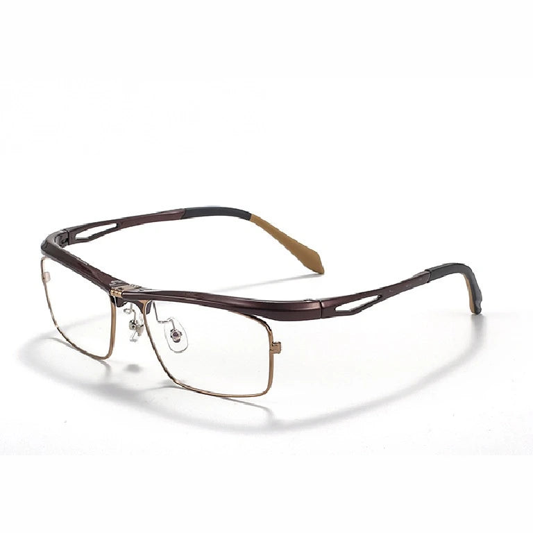 Gatenac Unisex Full Rim Flip Up Square Photochromic Alloy Reading Glasses 679001 - C1 / -400