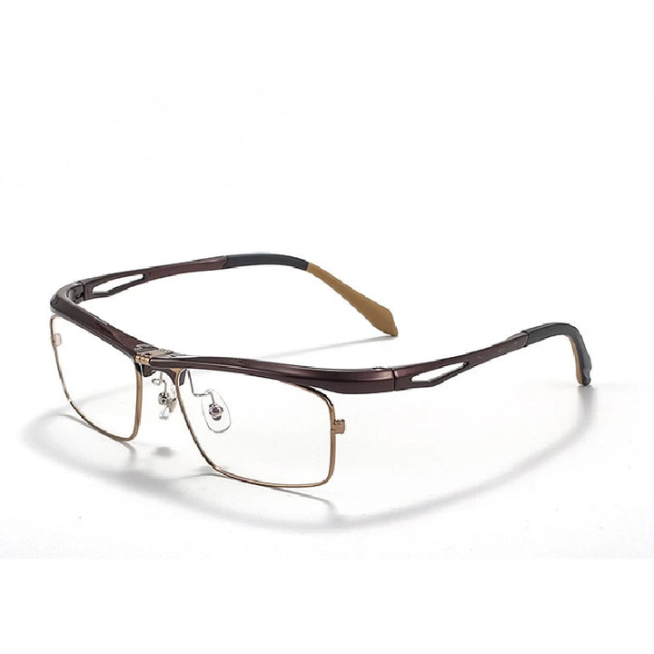 Gatenac Unisex Full Rim Flip Up Square Photochromic Alloy Reading Glasses 679001 - C1 / -400