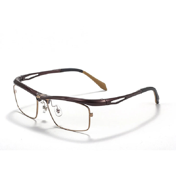 Gatenac Unisex Full Rim Flip Up Square Photochromic Alloy Reading Glasses 679001 - C1 Photochromic / -400