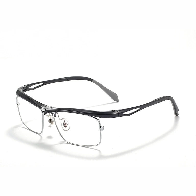 Gatenac Unisex Full Rim Flip Up Square Photochromic Alloy Reading Glasses 679001 - C2 / -350