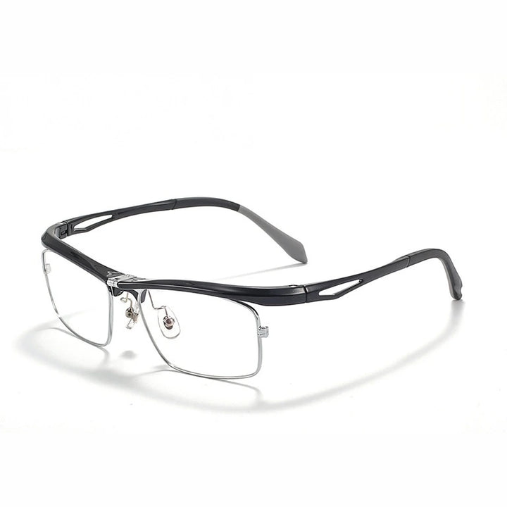 Gatenac Unisex Full Rim Flip Up Square Photochromic Alloy Reading Glasses 679001 - C2 Photochromic / -200