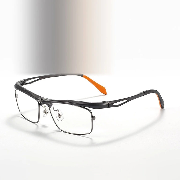 Gatenac Unisex Full Rim Flip Up Square Photochromic Alloy Reading Glasses 679001 - C3 / 0(NO BLUE LIGHT)