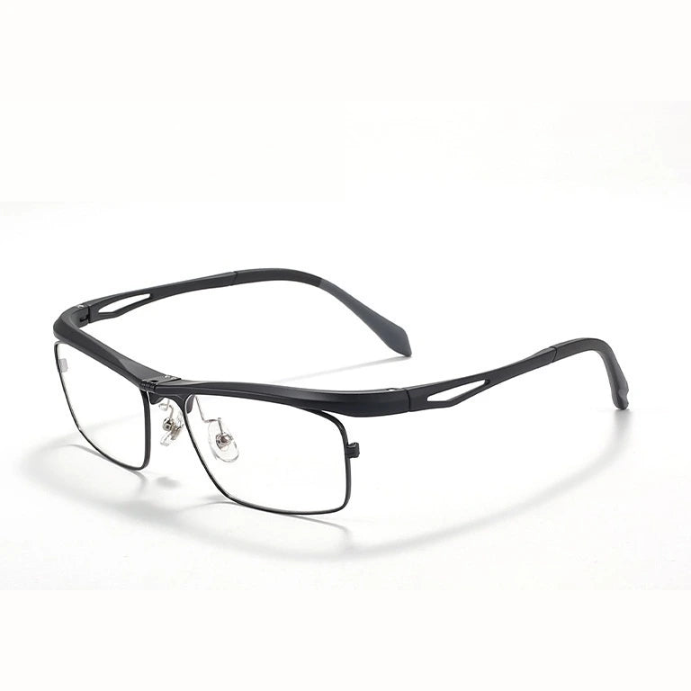 Gatenac Unisex Full Rim Flip Up Square Photochromic Alloy Reading Glasses 679001 - C4 / -300