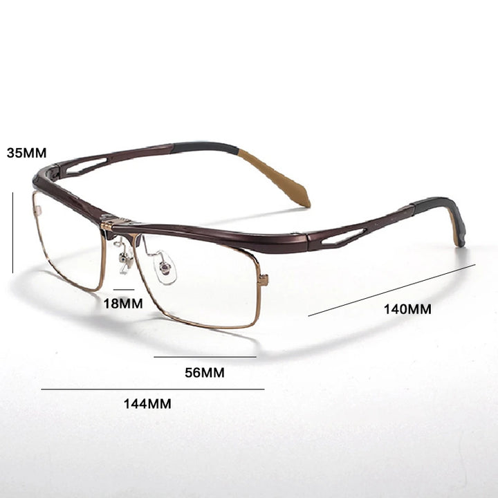 Gatenac Unisex Full Rim Flip Up Square Photochromic Alloy Reading Glasses 679001 - Size Chart