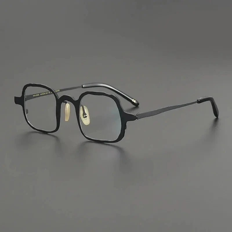 Gatenac Unisex Full Rim Irregular Square Titanium Eyeglasses 670086 - Black