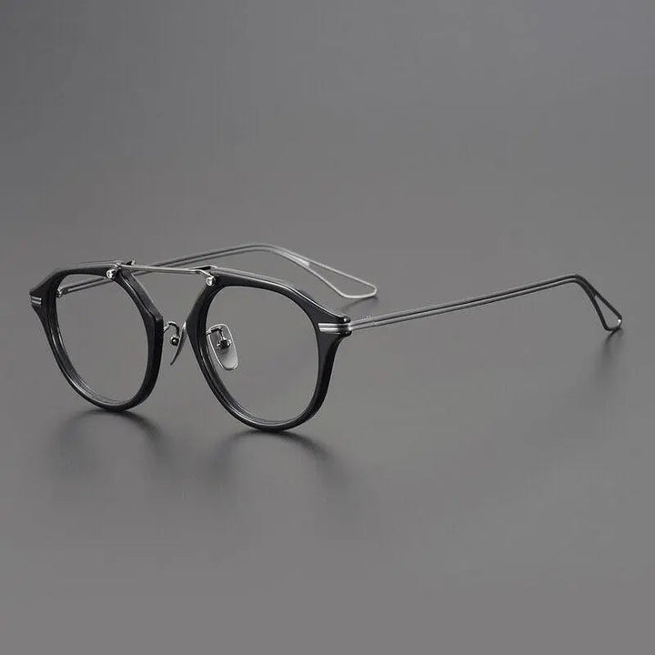 Gatenac Unisex Full Rim Oval Double Bridge Titanium Eyeglasses Gxyj925 - Black