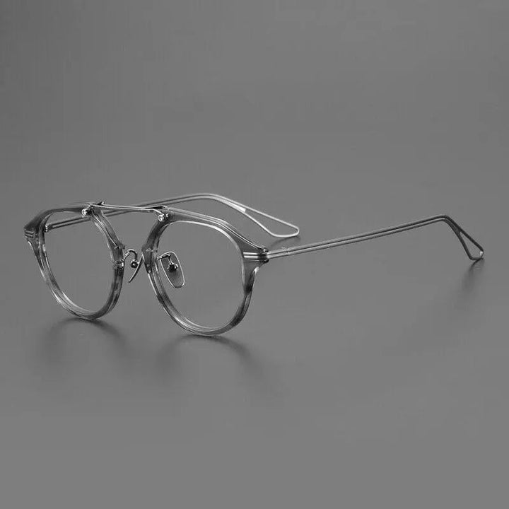Gatenac Unisex Full Rim Oval Double Bridge Titanium Eyeglasses Gxyj925 - Gray Tortoiseshell