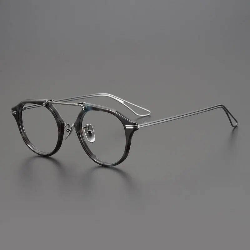 Gatenac Unisex Full Rim Oval Double Bridge Titanium Eyeglasses Gxyj925 - Blue