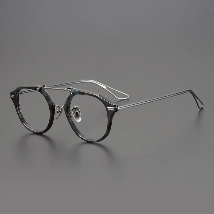 Gatenac Unisex Full Rim Oval Double Bridge Titanium Eyeglasses Gxyj925 - Blue