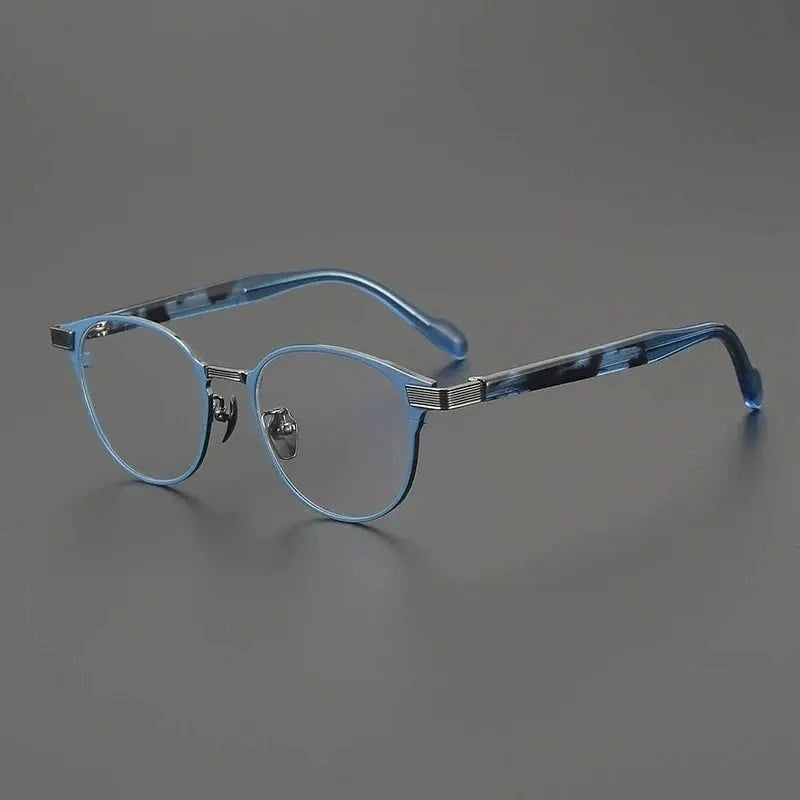Gatenac Unisex Full Rim Oval Square Titanium Eyeglasses 190073 - Blue