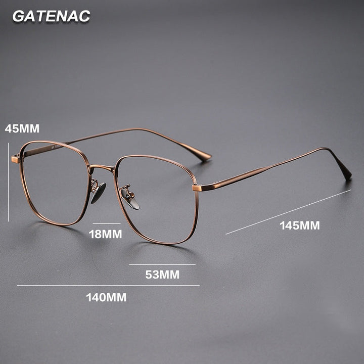 Gatenac Unisex Full Rim Polygon Titanium Photochromic Reading Glasses 531845 - Size Chart