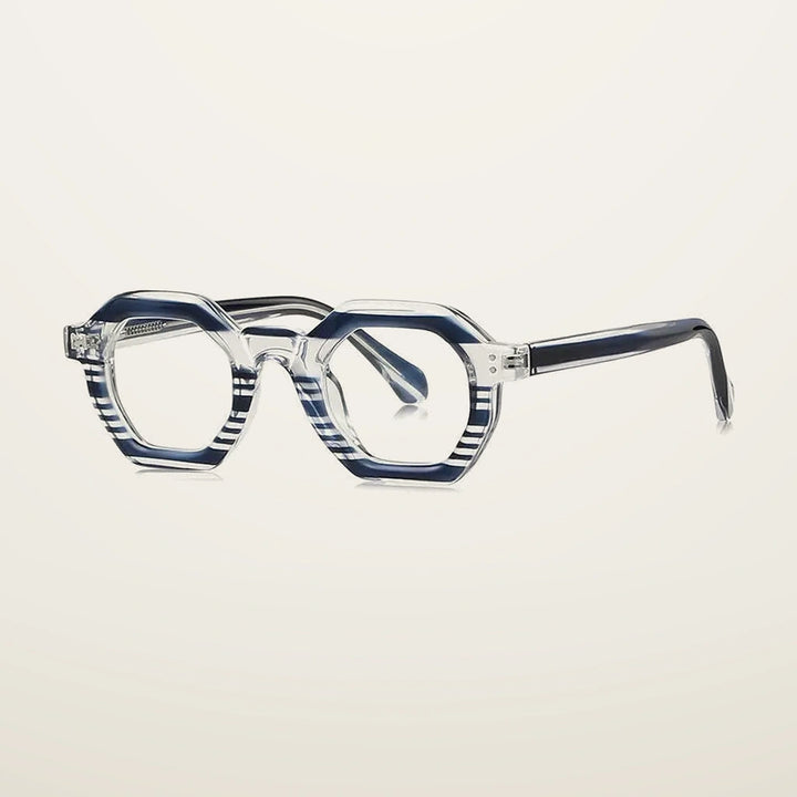 Gatenac Unisex Full Rim Polygon Tr 90 Titanium Reading Glasses Gxy2050 - C5