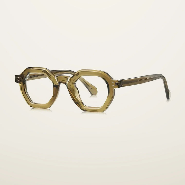 Gatenac Unisex Full Rim Polygon Tr 90 Titanium Reading Glasses Gxy2050 - C6