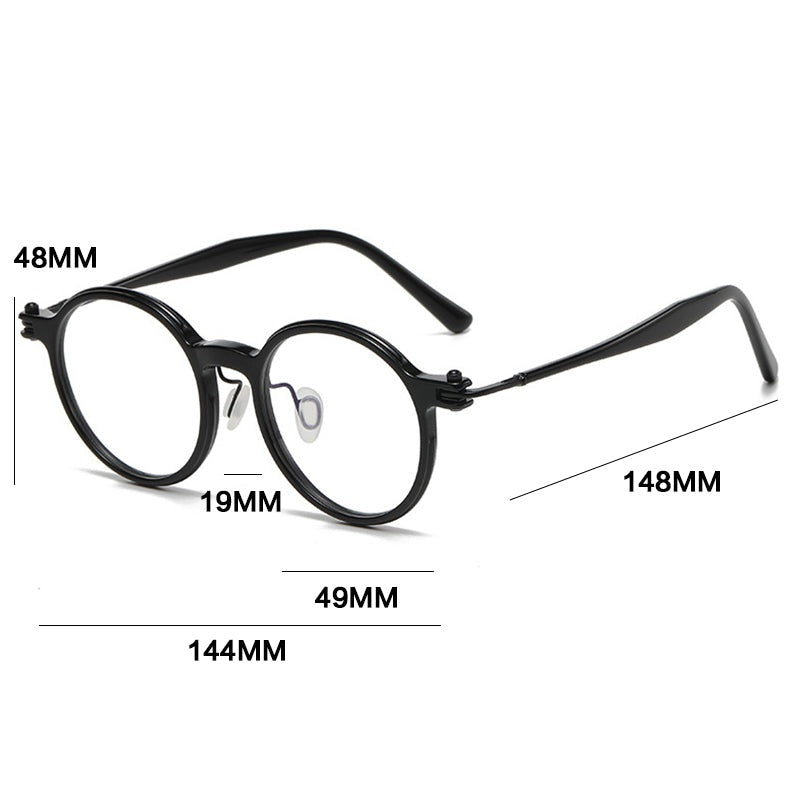 Gatenac Unisex Full Rim Round Acetate Photochromic Reading Glasses 75886 - Size Chart