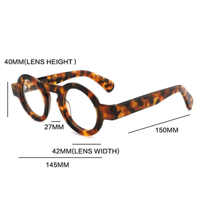 Gatenac Unisex Full Rim Round Acetate Photochromic Reading Glasses 842218 - Size Chart