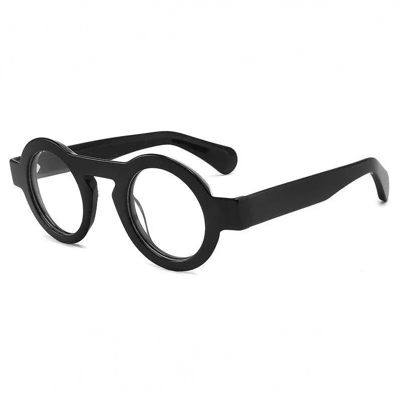 Gatenac Unisex Full Rim Round Handcrafted Acetate Frame Eyeglasses Gxyj771 - Black