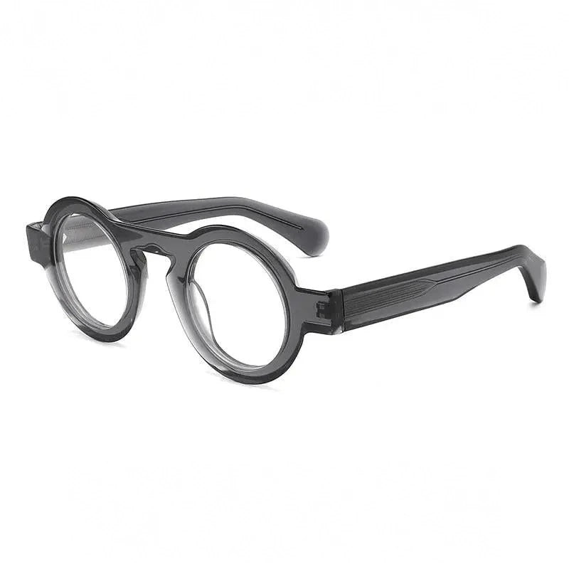 Gatenac Unisex Full Rim Round Handcrafted Acetate Frame Eyeglasses Gxyj771 - Gray