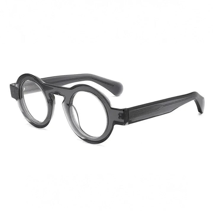 Gatenac Unisex Full Rim Round Handcrafted Acetate Frame Eyeglasses Gxyj771 - Gray