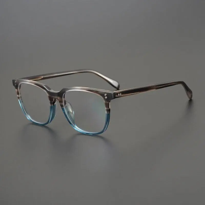 Gatenac Unisex Full Rim Square Acetate Frame Eyeglasses Gxyj778 - Blue