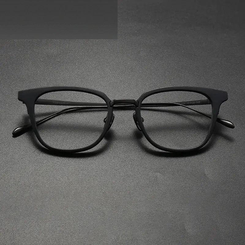Gatenac Unisex Full Rim Square Acetate Titanium Eyeglasses 679903 - Black