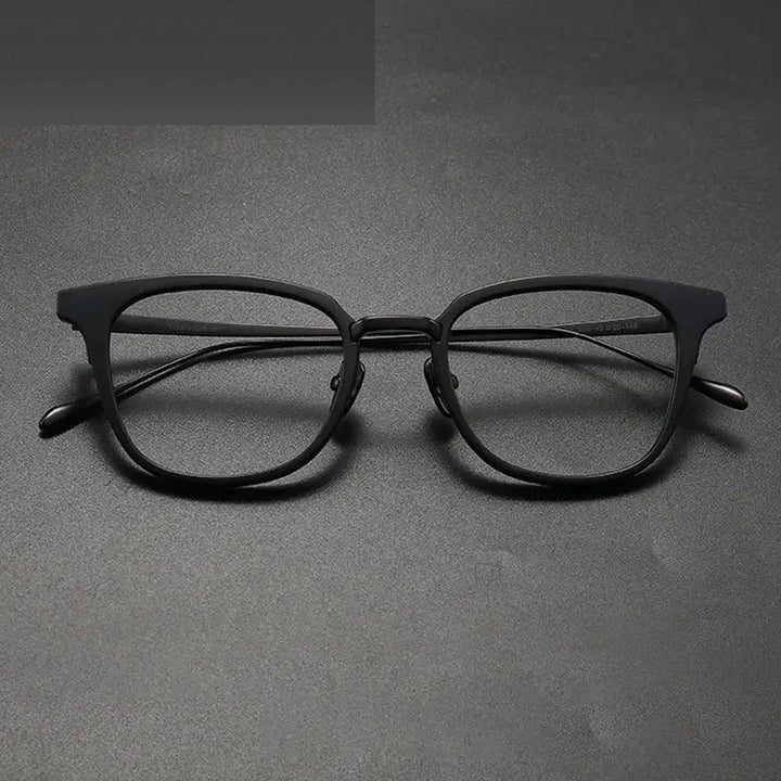 Gatenac Unisex Full Rim Square Acetate Titanium Eyeglasses 679903 - Black