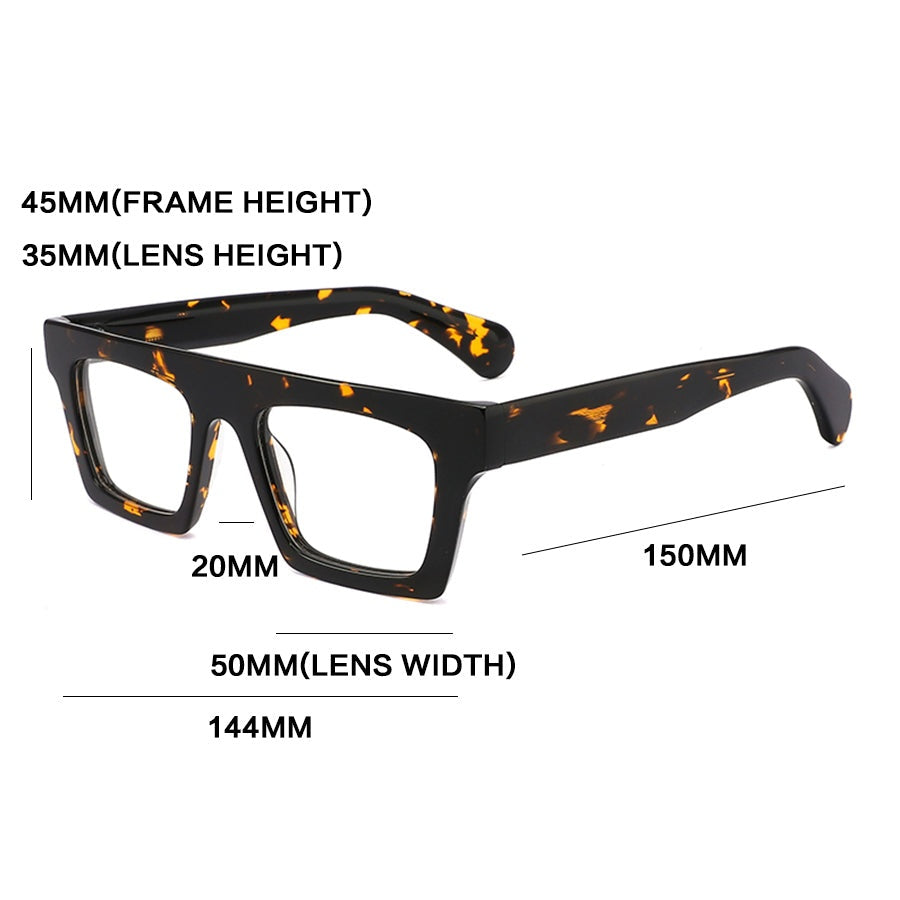 Gatenac Unisex Full Rim Square Brow Line Acetate Reading Glasses G8822 - Size Chart