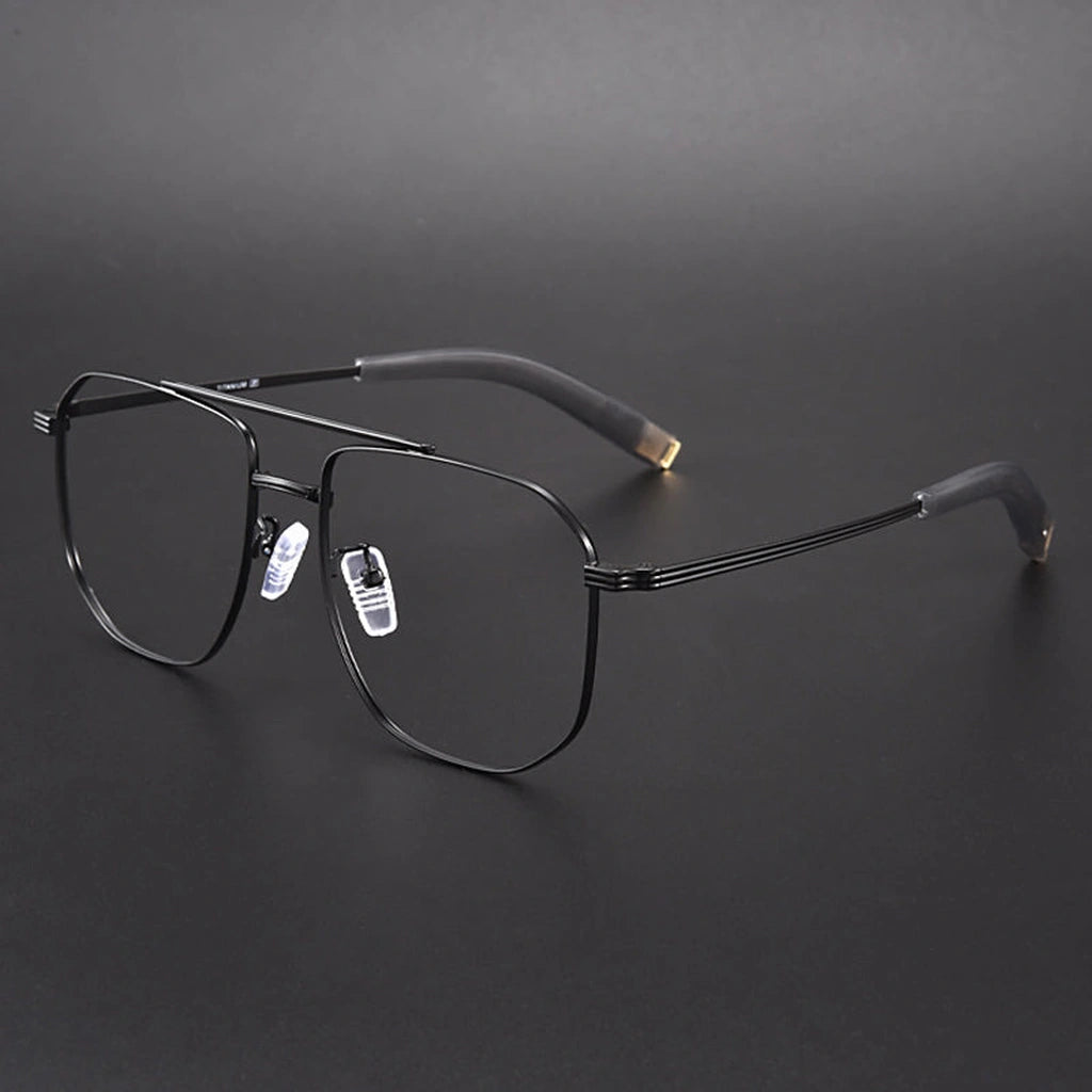 Gatenac Unisex Full Rim Square Double Bridge Titanium Photochromic Reading Glasses 760942 - C2 Photochromic