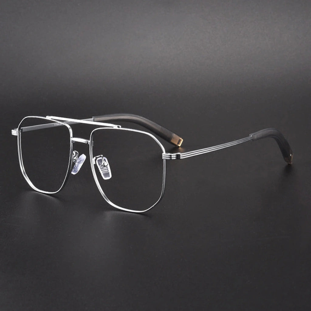 Gatenac Unisex Full Rim Square Double Bridge Titanium Photochromic Reading Glasses 760942 - C3 Photochromic