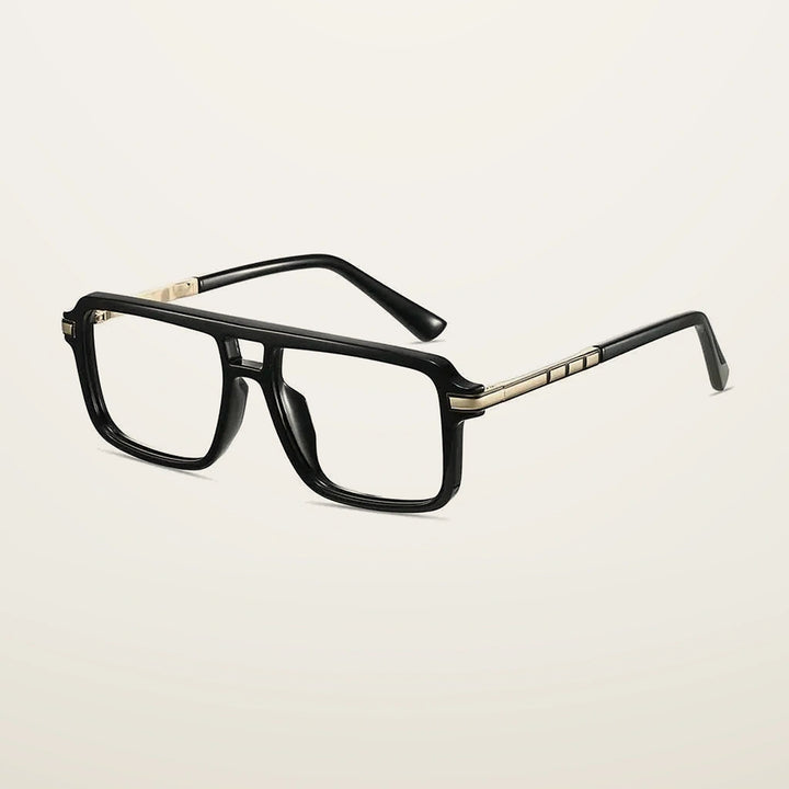 Gatenac Unisex Full Rim Square Double Bridge Tr 90 Titanium Reading Glasses G84004 - C1