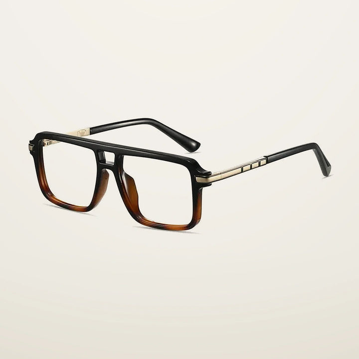 Gatenac Unisex Full Rim Square Double Bridge Tr 90 Titanium Reading Glasses G84004 - C2