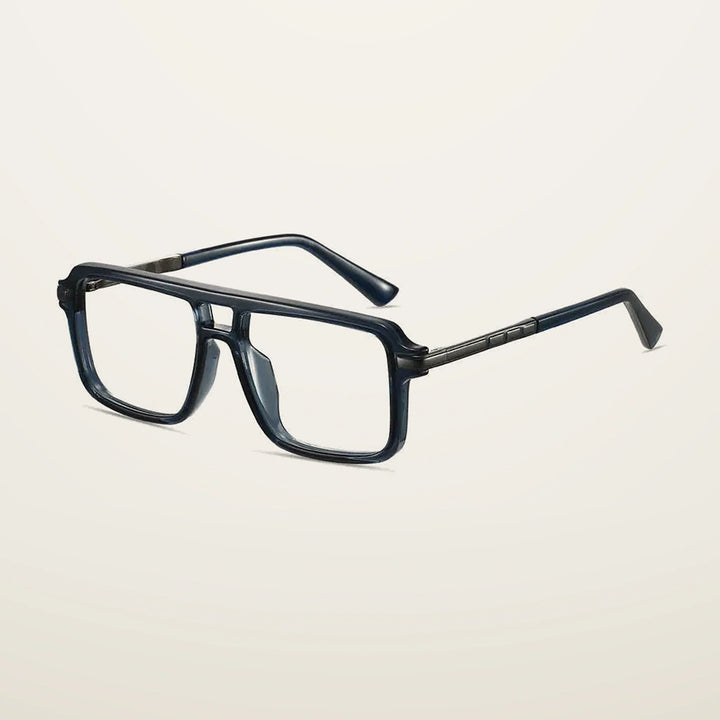 Gatenac Unisex Full Rim Square Double Bridge Tr 90 Titanium Reading Glasses G84004 - C3
