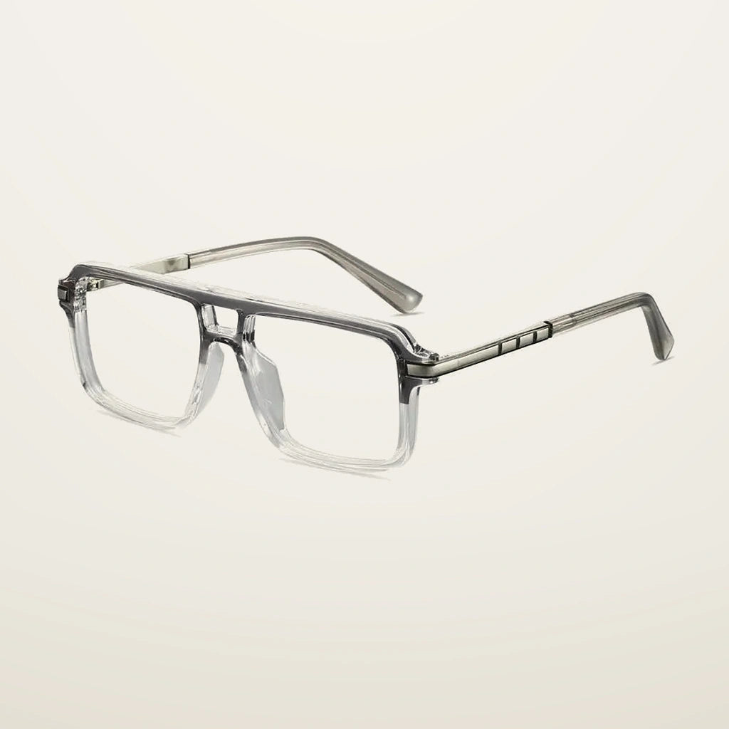 Gatenac Unisex Full Rim Square Double Bridge Tr 90 Titanium Reading Glasses G84004 - C5